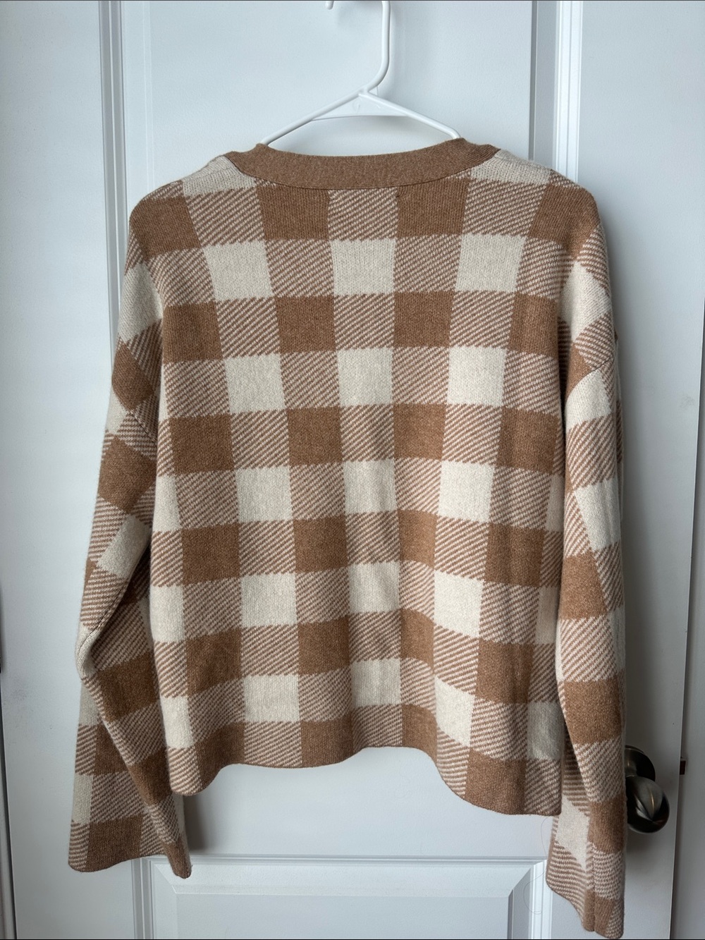 Reformation Tan and Cream Plaid Knit Cardigan & Tank Set - Picture 5 of 7
